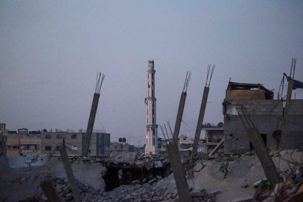 Förstörda byggnader i Khan Younis den 31 maj.