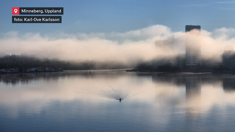 Lättande morgondimma i Minneberg, Bromma i södra Uppland den 19 september. Foto Karl-Ove Karlsson