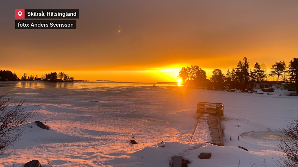Soluppgång i Skärså vid Hälsingekusten norr om Söderhamn den 28 februari. Foto: Anders Svensson