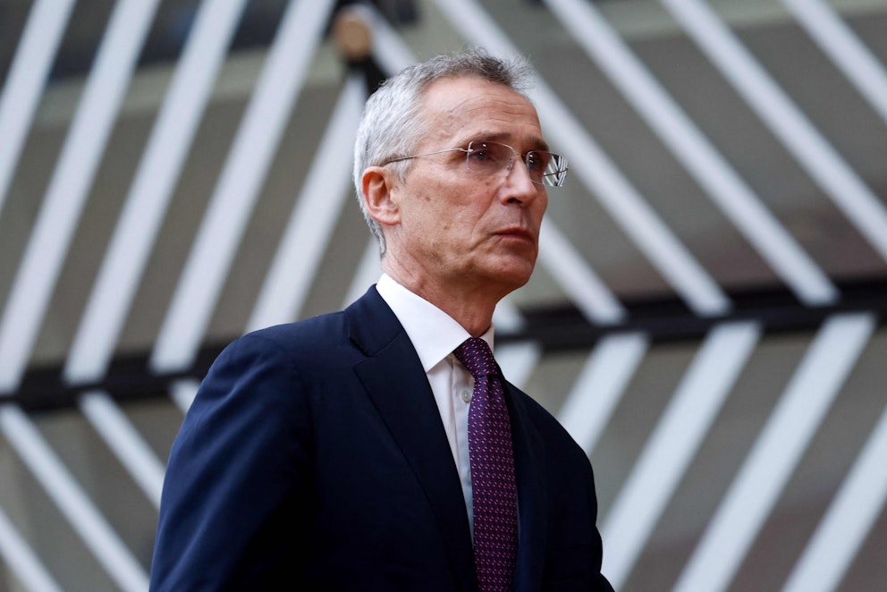 Jens Stoltenberg vid EU:s högkvarter i Bryssel.
