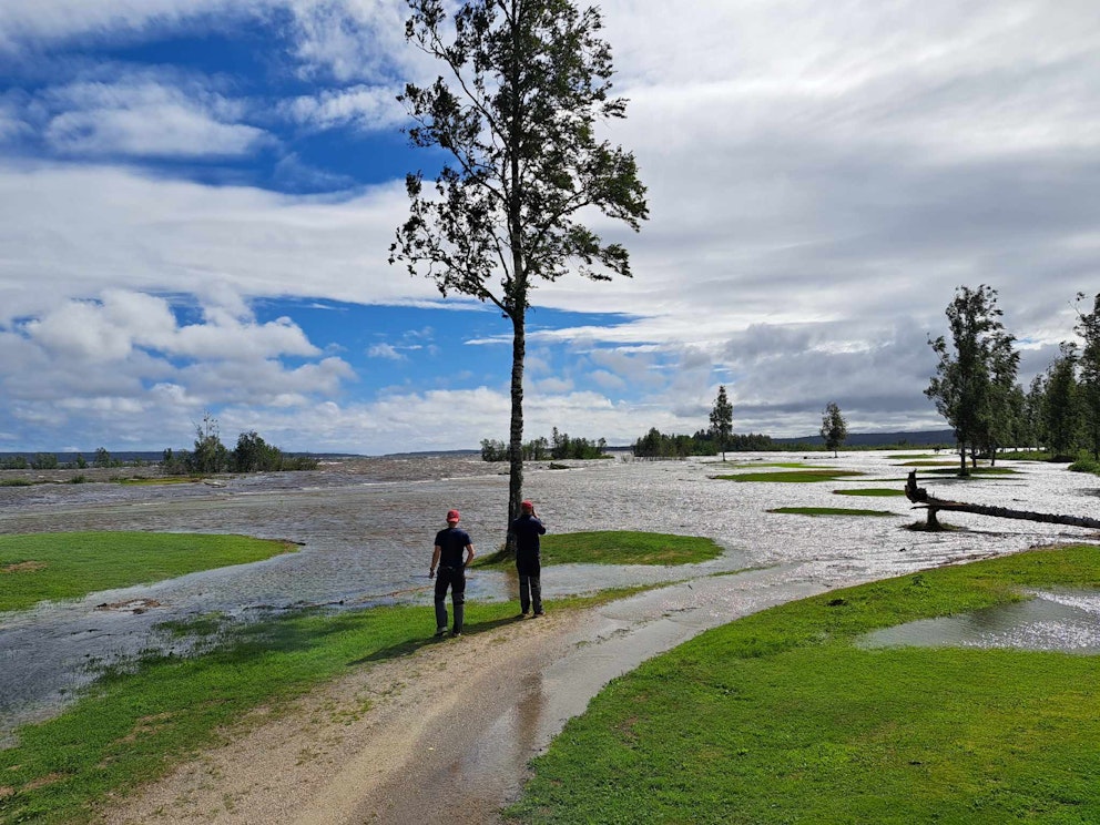 Översvämmad golfbana i Timrå.