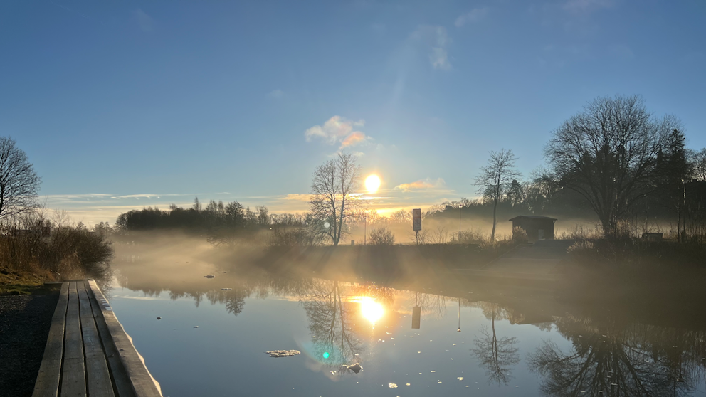 Kungsängen, Fyrisån strax söder om Uppsala, Uppland den 27/12. Foto: Monica Olsen