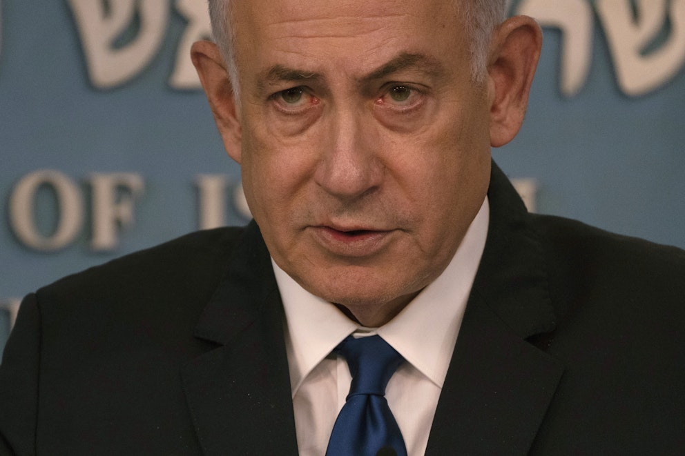 En närbild på Israels premiärminister Benjamin Netanyahu.