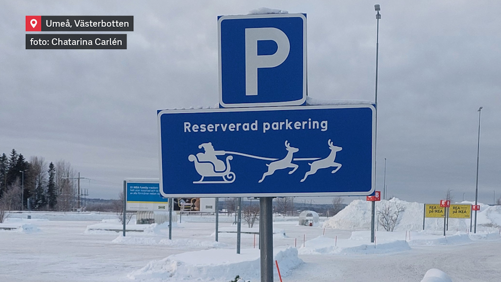 Tomens släde har en reserverad parkeingsplats i Umeå Västerbotten.