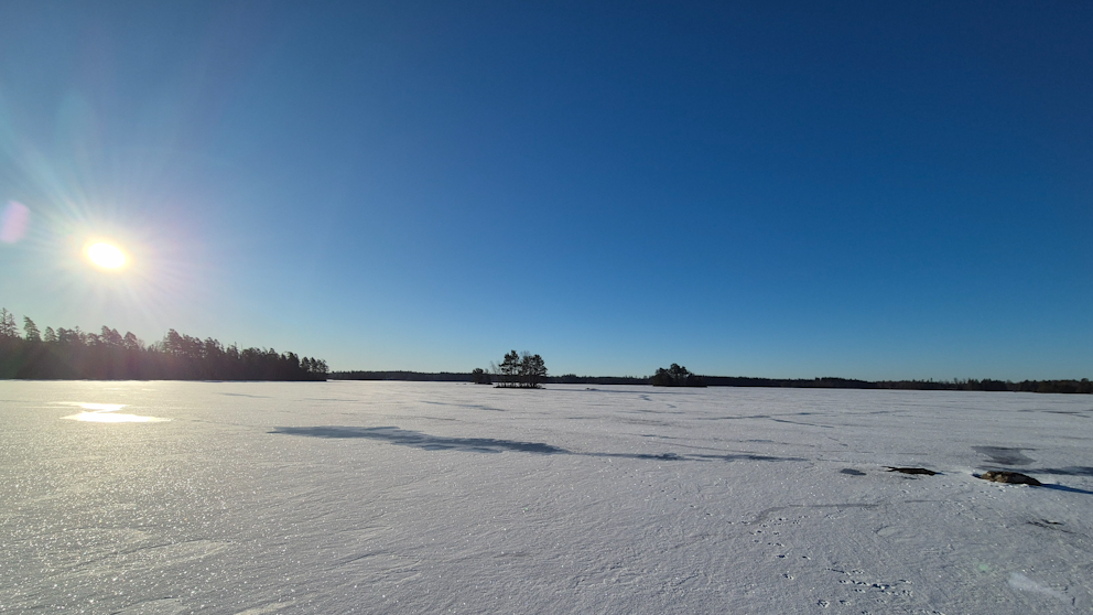 Vackert och vintrigt vid sjön Vristulven, Västergötland den 18/2. Foto: Lena Torstensson